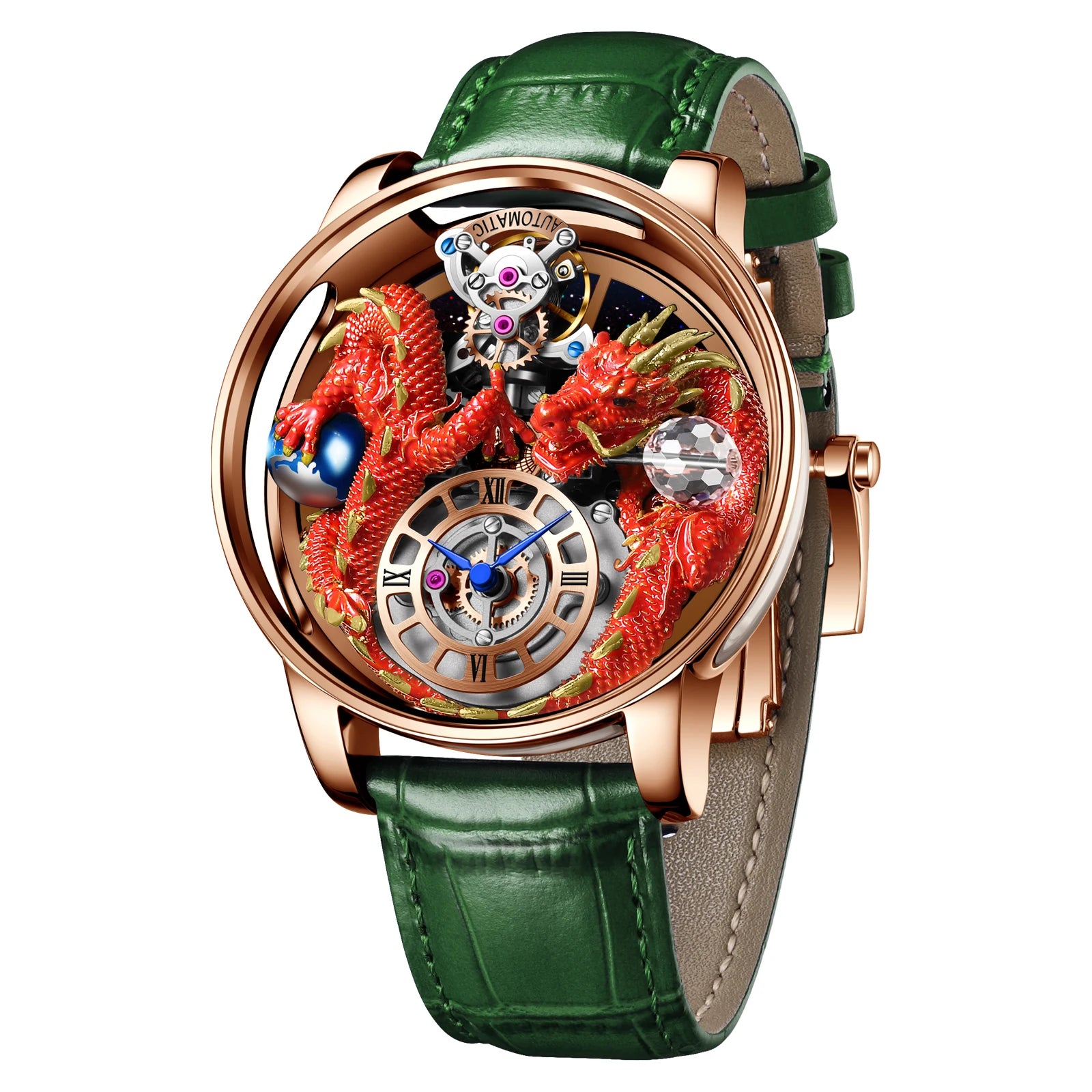2024 PINDU Jacob&Co Men's Leather Chronograph Watch
