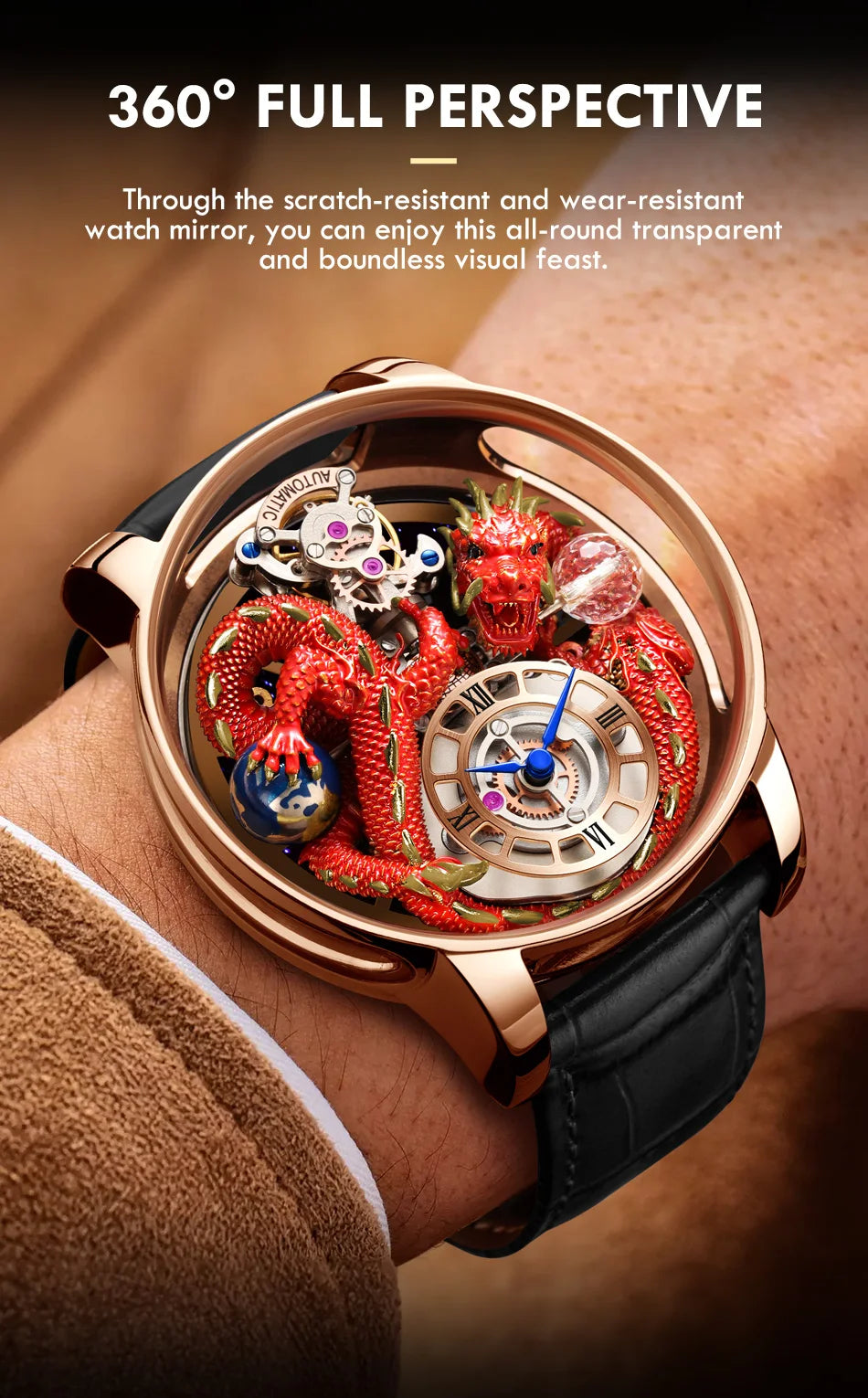 2024 PINDU Jacob&Co Men's Leather Chronograph Watch
