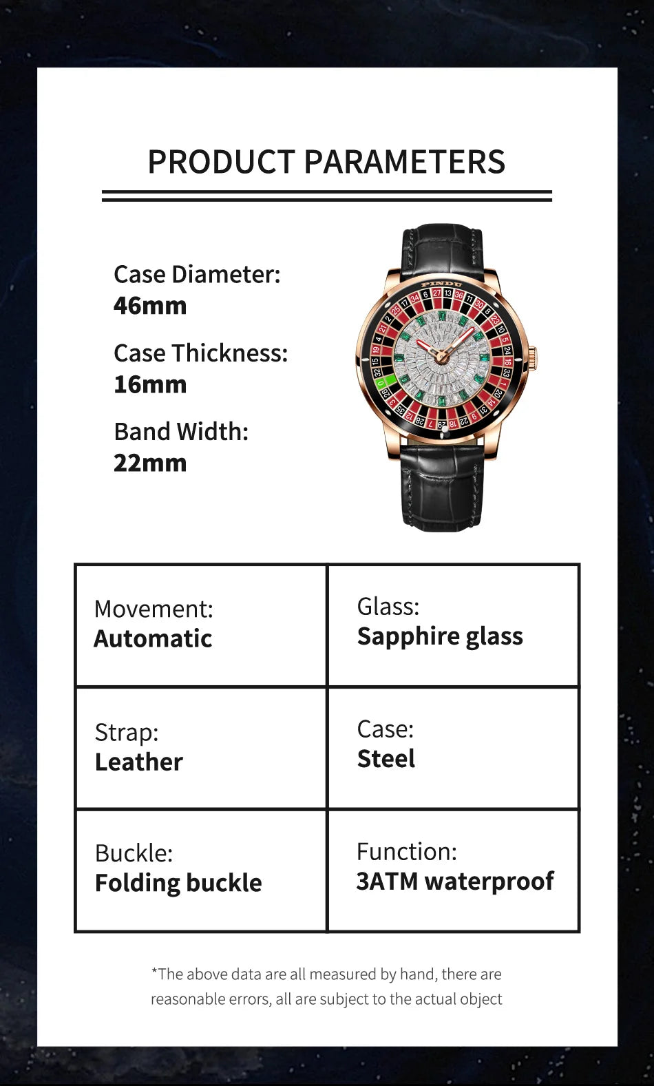 PINDU P6616 Automatic Roulette Watch - NH35 movement