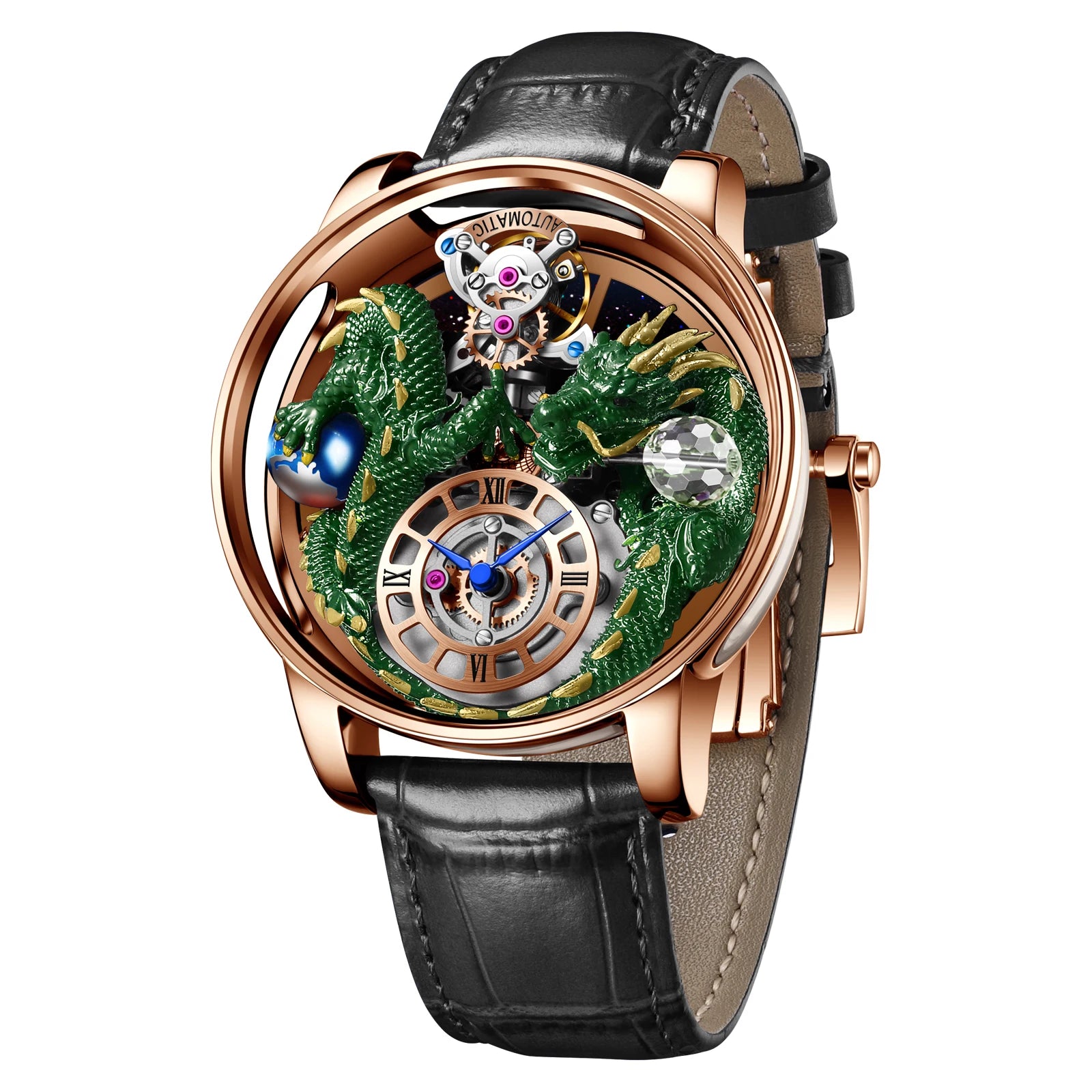 2024 PINDU Jacob&Co Men's Leather Chronograph Watch