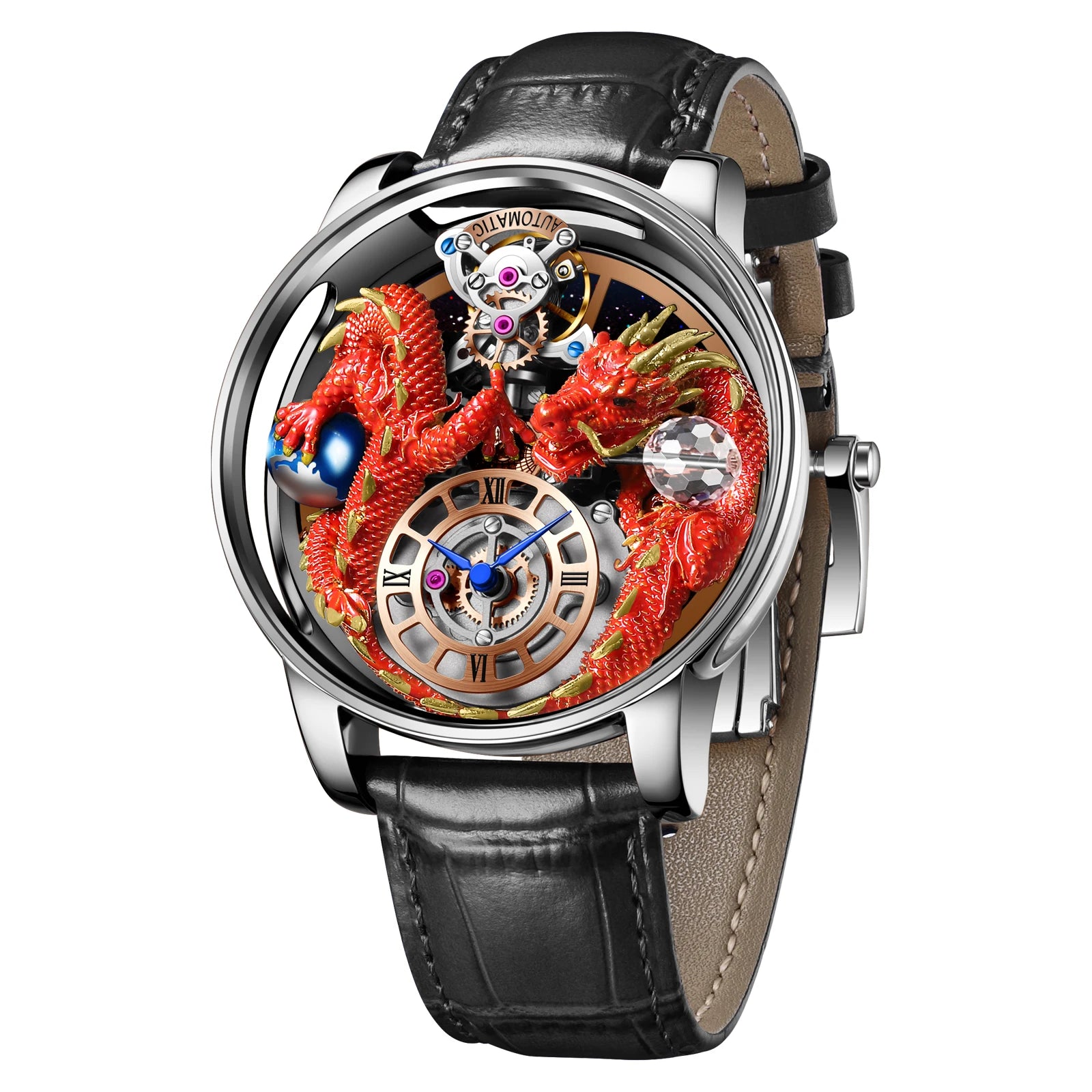 2024 PINDU Jacob&Co Men's Leather Chronograph Watch
