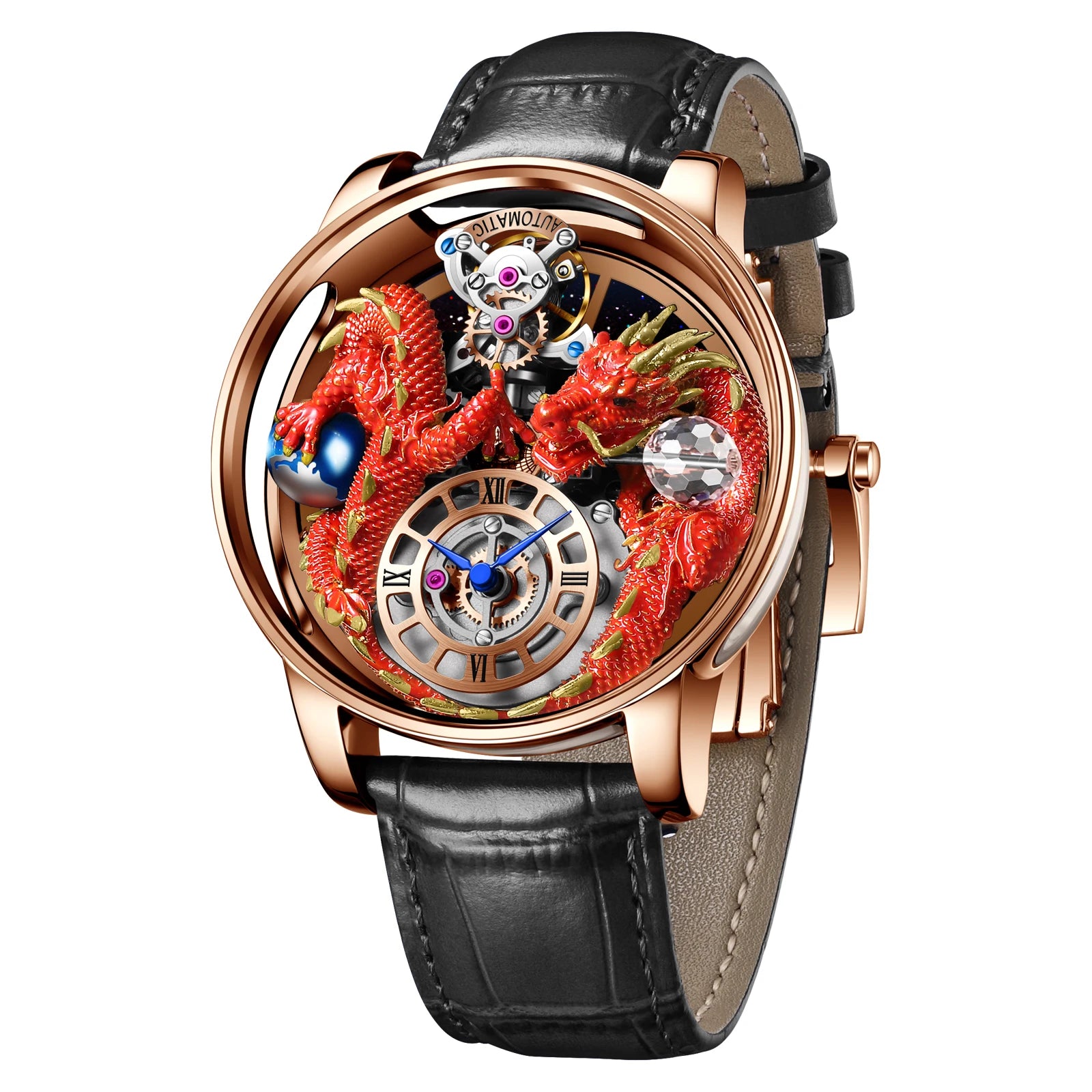2024 PINDU Jacob&Co Men's Leather Chronograph Watch