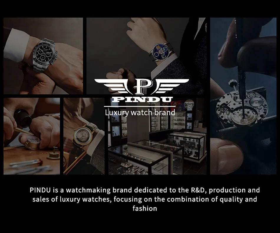 2024 PINDU Jacob&Co Men's Leather Chronograph Watch