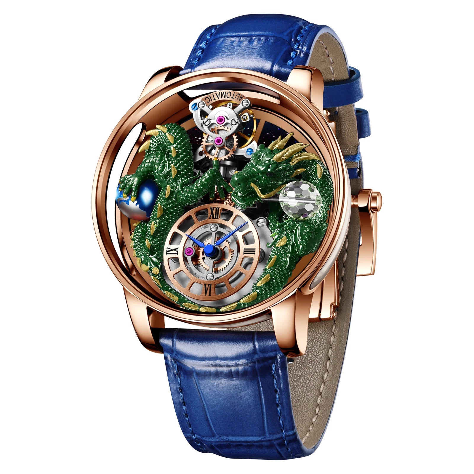 2024 PINDU Jacob&Co Men's Leather Chronograph Watch