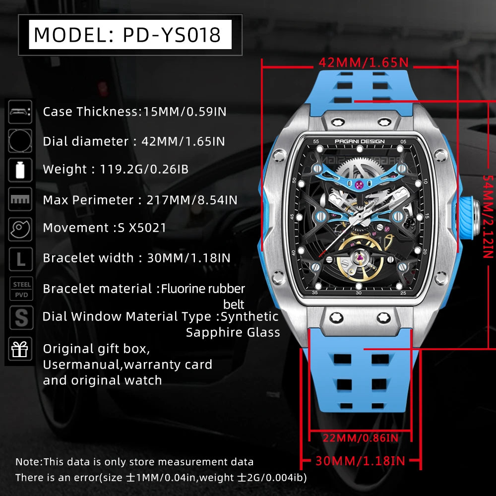 2024 Pagani Design 42mm Skeleton Automatic Watch