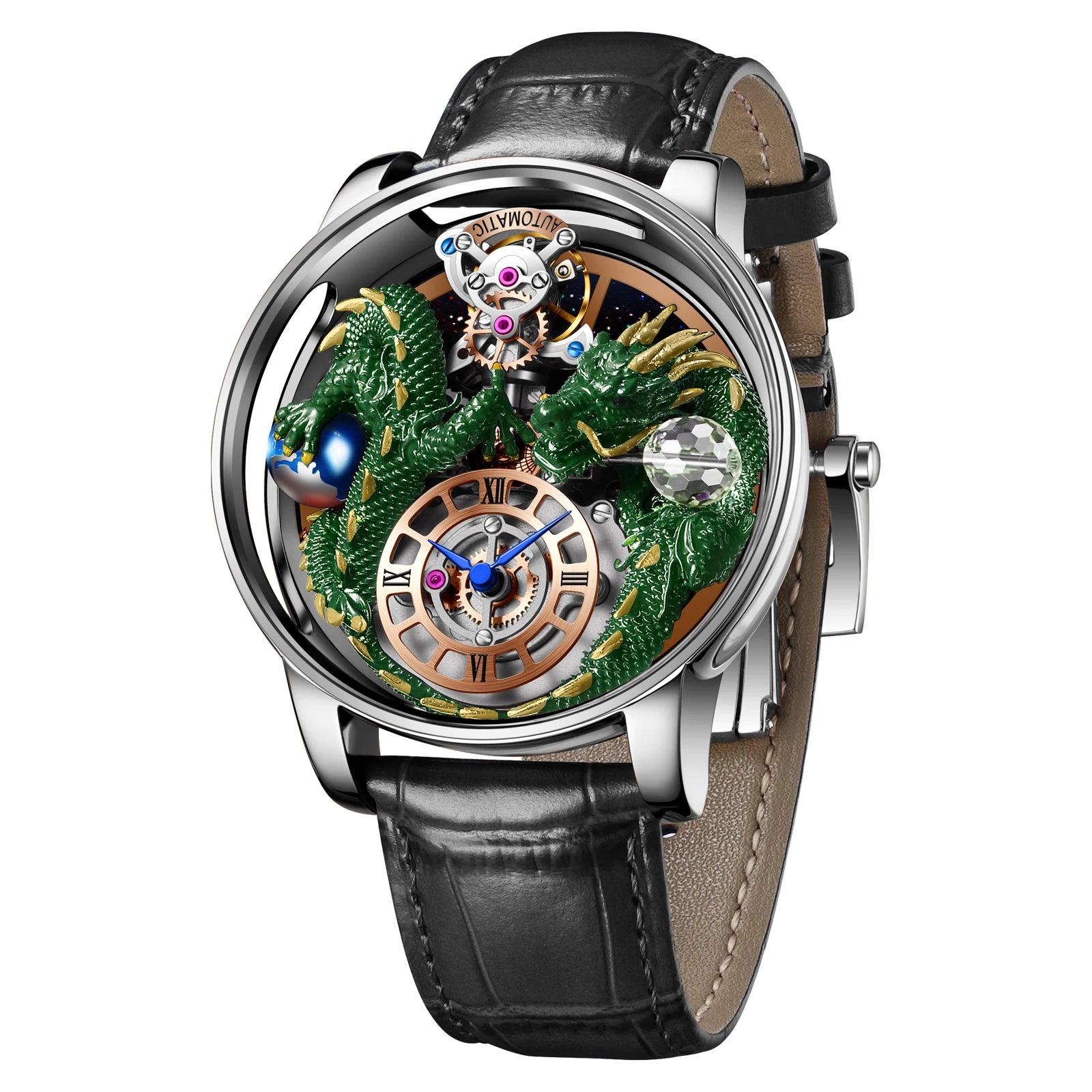 2024 PINDU Jacob&Co Men's Leather Chronograph Watch