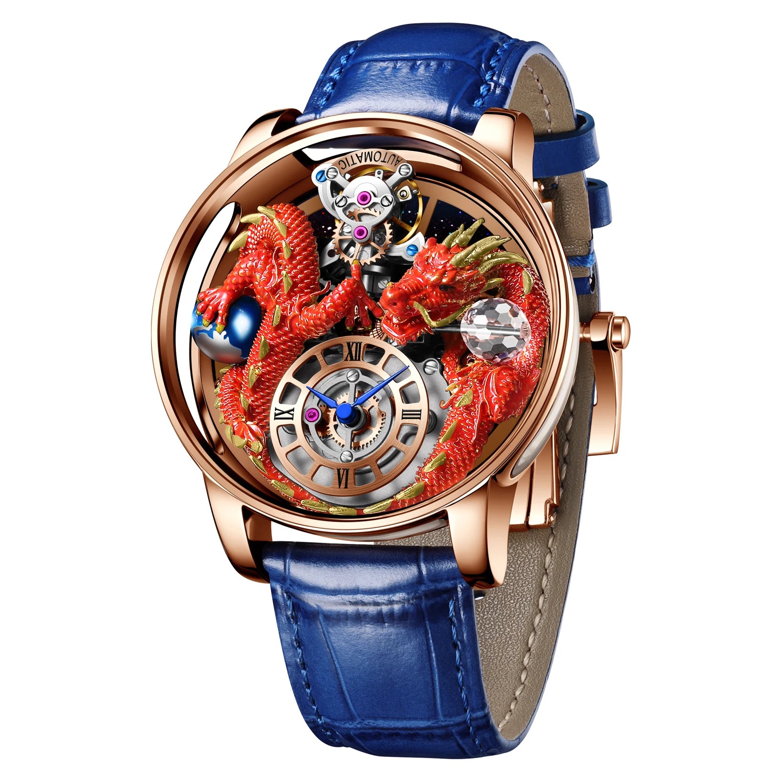 2024 PINDU Jacob&Co Men's Leather Chronograph Watch